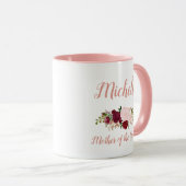 Mutter der Groom Pink Marsala Bloral Hochzeit Tasse (VorderseiteRechts)