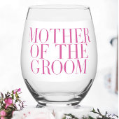 Mutter der Groom Pink Moderne Elegant Custom Weinglas Ohne Stiel
