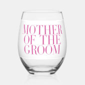 Mutter der Groom Pink Moderne Elegant Custom Weinglas Ohne Stiel (Vorderseite)