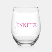 Mutter der Groom Pink Moderne Elegant Custom Weinglas Ohne Stiel (Rückseite)