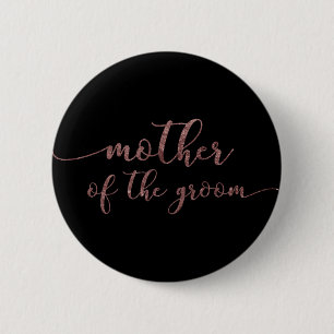 "Mutter der Groom" Rose Gold Glitzer auf Schwarz Button