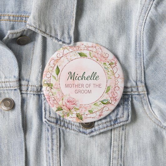 Mutter der Groom Rose Gold Pink Floral Button (Beispiel)