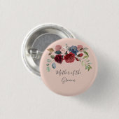 Mutter der Groom Rustic Burgundy Blumen Custom Button (Vorne & Hinten)