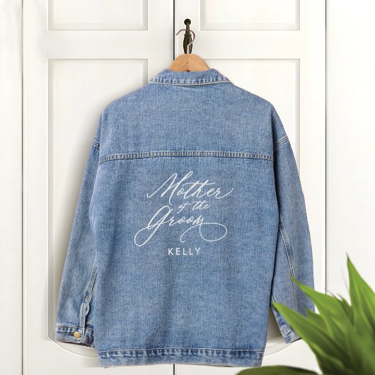 Mutter der Groom Script Name Wedding Party Jeansjacke