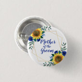 Mutter der Groom Sonnenblume Geometric Blue Button (Vorne & Hinten)