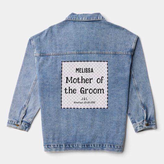 Mutter der Groom Stilvolle Hochzeit Personalisiert Jeansjacke (Rückseite)