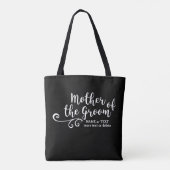 Mutter der Groom Tote Tasche | Modern White Script (Rückseite)