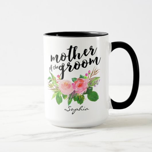 Mutter der Groom Wasserfarbe Personalisiert Tasse (Rechts)