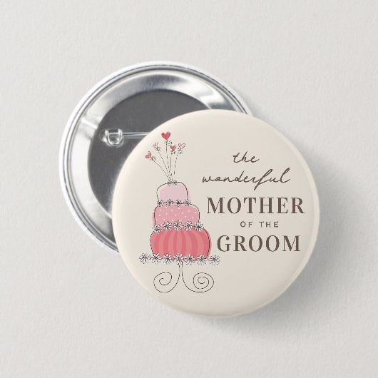 MUTTER DER GRUPPE Sweet Pink Wedding Cake Button (Vorne & Hinten)