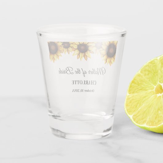 Mutter der Hochzeit der gelben Sonnenblume Schnapsglas (Rückseite)