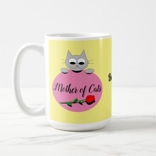 Mutter der Katzen Niedlich Graue Katze mit Rote Ro Kaffeetasse (Links)