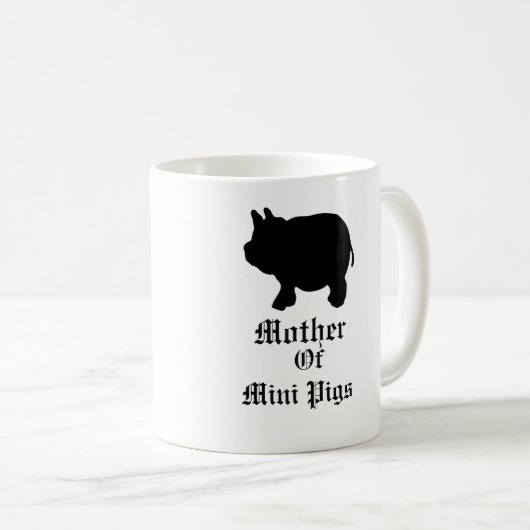 Mutter der Minischweine/mit schwarzem Minischwein Kaffeetasse (VorderseiteRechts)