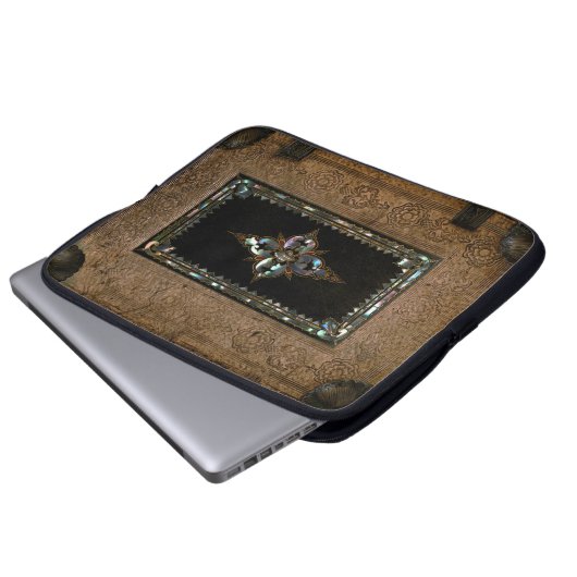 Mutter der Perle Eingedecktes Lederbuch Laptopschutzhülle (Vorne Knopf)