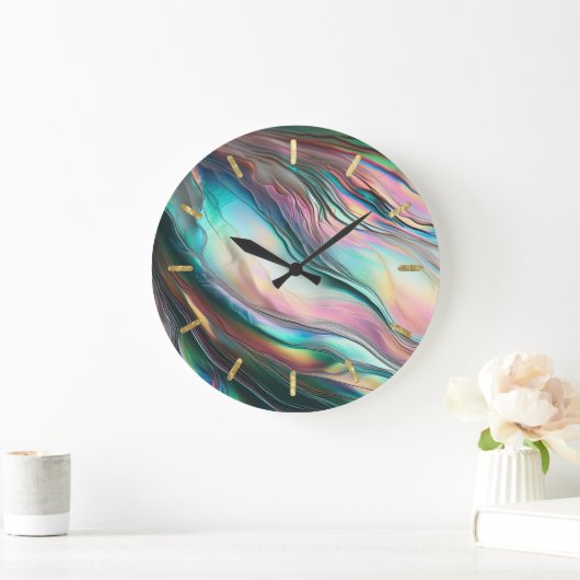 Mutter der Perle mit Gold Tics Große Wanduhr (Zuhause)