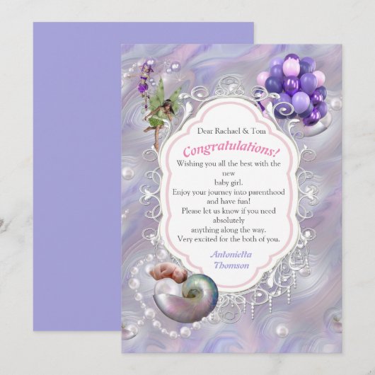 Mutter der Perlen, die einem Baby-Mädchen die Gebu Dankeskarte (Vorne/Hinten)