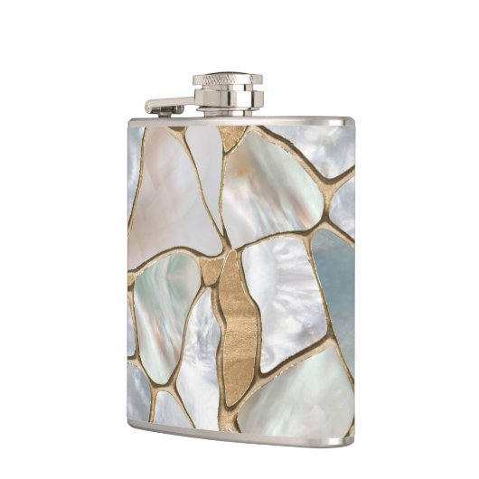 Mutter der Perlen- und Goldzellen abstrakt Flachmann (Links)