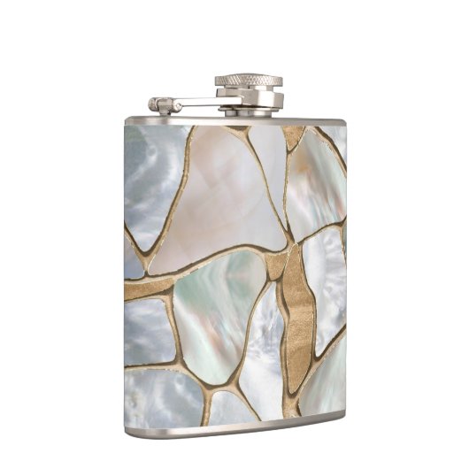 Mutter der Perlen- und Goldzellen abstrakt Flachmann (Rechts)