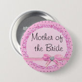 Mutter der Schaltfläche "Bride Pink and Black Dots Button (Vorne & Hinten)