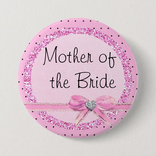 Mutter der Schaltfläche "Bride Pink and Black Dots Button (Vorderseite)