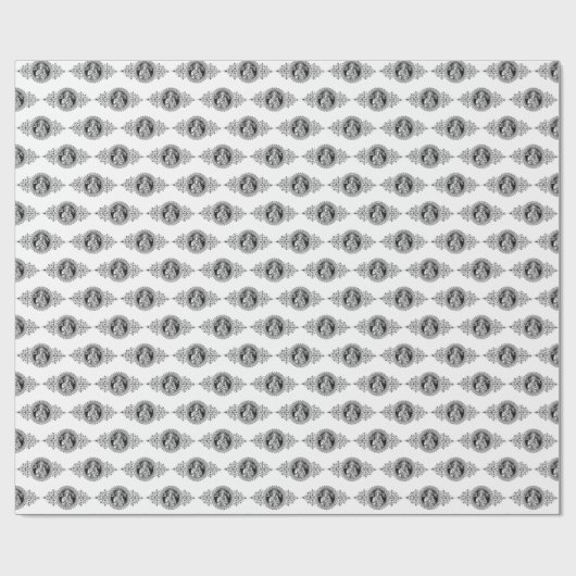 Mutter der ständigen Hilfe Schwarz-Weiß elegant Geschenkpapier (Flach)