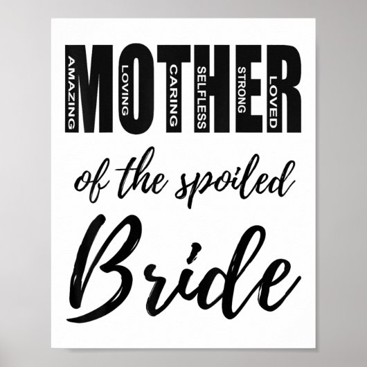 Mutter der verwöhnten Bride Funny Mama Hochzeit Re Poster (Vorne)