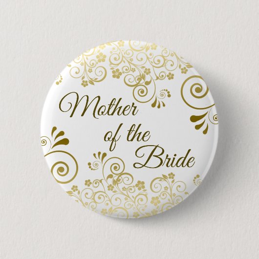 Mutter der Verzierten Goldphiligree Hochzeit Button (Vorderseite)