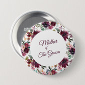 Mutter des Blume-Musters "Groom Burgundy Garden" Button (Vorne & Hinten)