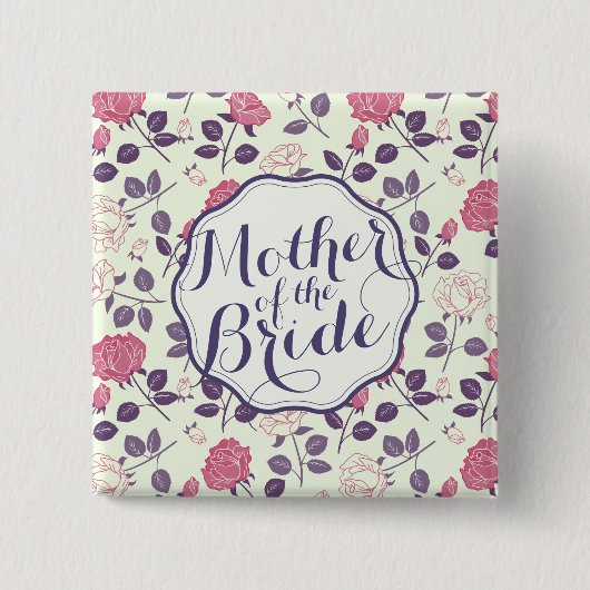 Mutter des Braut-Blumenhochzeits-Button-Knopfes Button (Vorderseite)