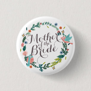 Mutter des Braut-BlumenKranz-Hochzeits-Knopfes Button