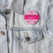 Mutter des Braut-Damast-Knopfes in der Fuchsie Button (Beispiel)
