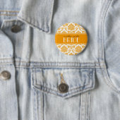 Mutter des Braut-Damast-Knopfes in der Orange Button (Beispiel)