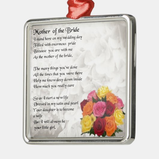 Mutter des Braut-Gedichtes - Blumen Silbernes Ornament (Links)