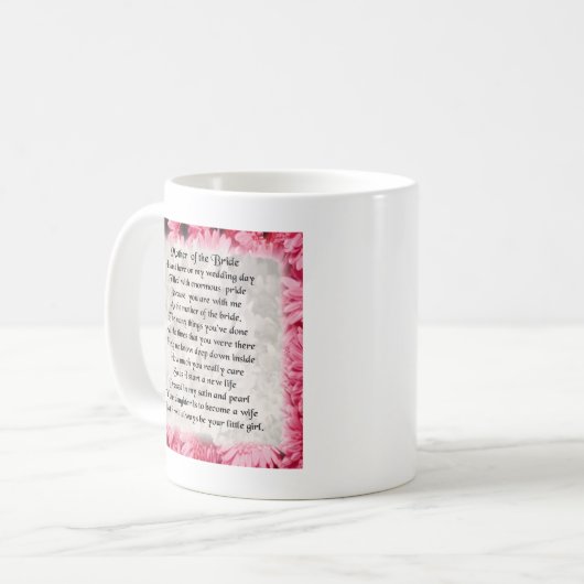 Mutter des Braut-Gedichtes - rosa Blumenmuster Kaffeetasse (Vorderseite Links)