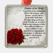 Mutter des Braut-Gedichtes - Rote Rosen Silbernes Ornament (Vorne)