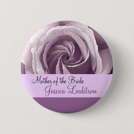 MUTTER DES BRAUT Knopfes mit LILA LILA Rose Button (Vorderseite)
