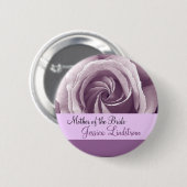 MUTTER DES BRAUT Knopfes mit LILA LILA Rose Button (Vorne & Hinten)