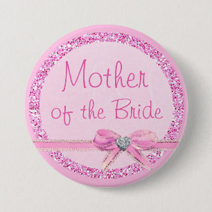 Mutter des Braut-Rosa-Bogen-Imitat-Glitzer-Knopfes Button