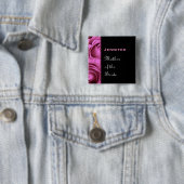Mutter des Braut-Schwarz-Rosa-Rosen-individuellen Button (Beispiel)