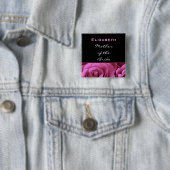 Mutter des Braut-Schwarz-Rosa-Rosen-individuellen Button (Beispiel)