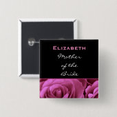 Mutter des Braut-Schwarz-Rosa-Rosen-individuellen Button (Vorne & Hinten)