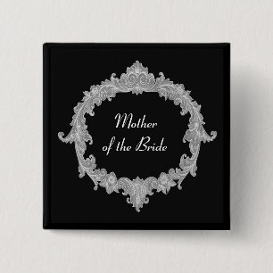 MUTTER des BRAUT Silber-Schwarzen Vintages V12 Button