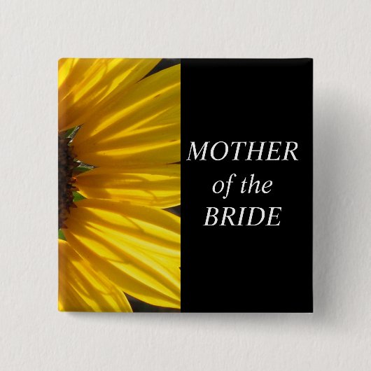 Mutter des Braut-Sonnenblume-Hochzeits-Knopfes Button (Vorderseite)