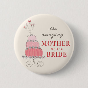 MUTTER des BRAUT süßen rosa Hochzeitstorte-Knopfes Button