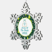 Mutter des Braut-Weihnachtshochzeits-Geschenks Schneeflocken Zinn-Ornament (Rechts)
