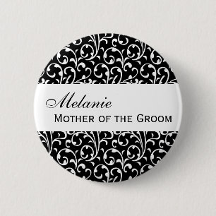 MUTTER des BRÄUTIGAM Knopf-Schwarzweiss-Damastes Button