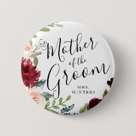 Mutter des Bräutigams | Burgundy Bouquet Wedding Button