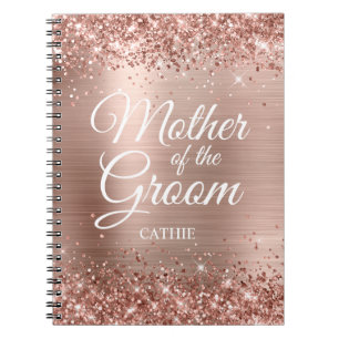 Mutter des Bräutigams Glitzernde Rosen-Gold-Folie Notizblock