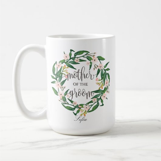 Mutter des Bräutigams, Kalligrafie, Blumenreath-6 Kaffeetasse (Links)