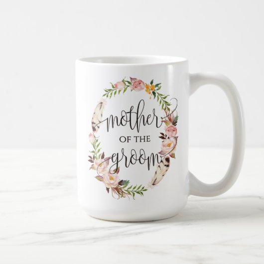 Mutter des Bräutigams, Kalligrafie, Blumenreath-7 Kaffeetasse (Rechts)
