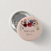 Mutter des Bräutigams Rustikale Burgunder Florale Button (Vorne & Hinten)